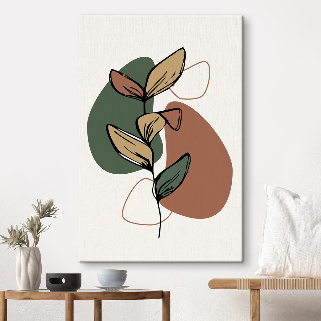 A plant with leaves and a few circles