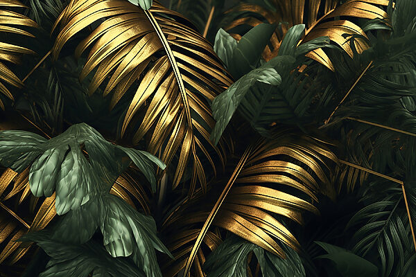 Lush leaves in shimmering hues