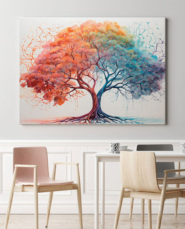 Ein Baum mit verschiedenen Farben der Blätter Ein Baum mit verschiedenen Farben der Blätter
