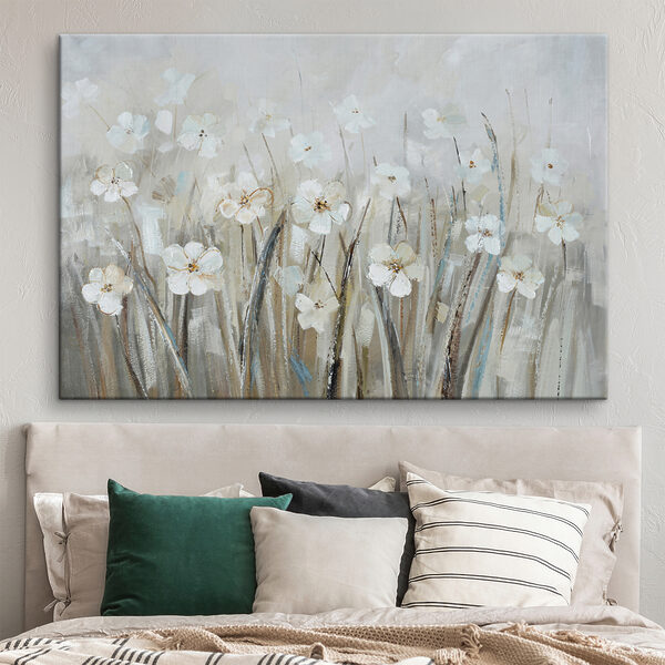 Ein Gemälde mit weißen Blumen Ein Gemälde mit weißen Blumen