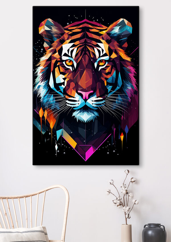 Ein bunter Tiger mit weißen Schnurrhaaren Ein bunter Tiger mit weißen Schnurrhaaren