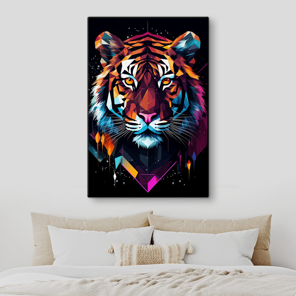 A colorful tiger with white whiskers A colorful tiger with white whiskers