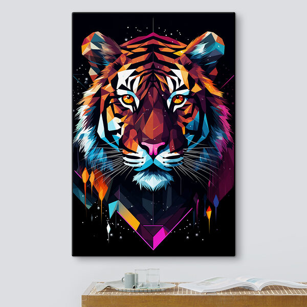 Ein bunter Tiger mit weißen Schnurrhaaren Ein bunter Tiger mit weißen Schnurrhaaren