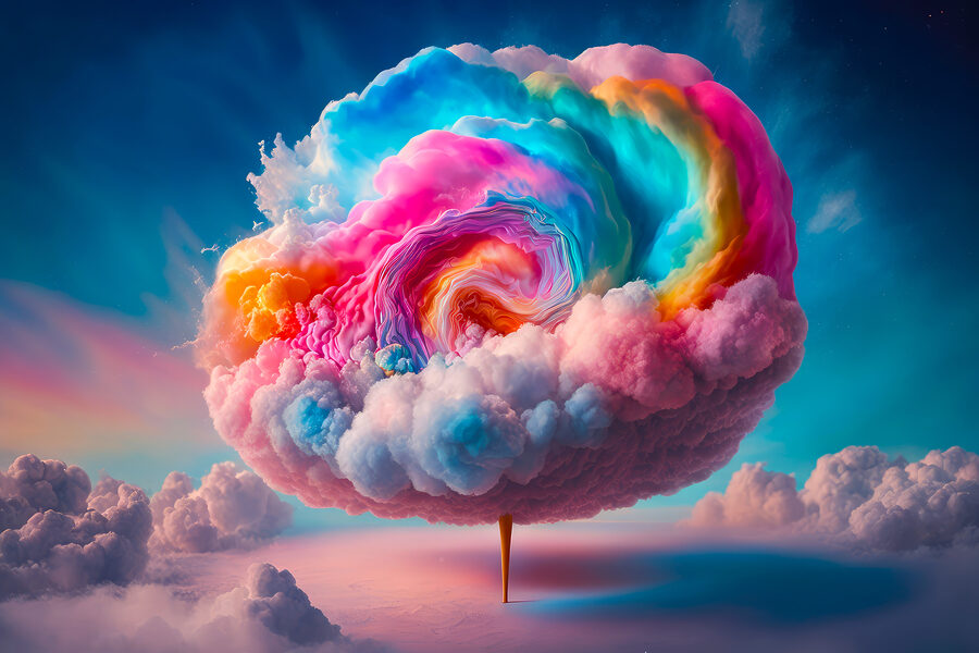 Eine bunte Wolke am Himmel