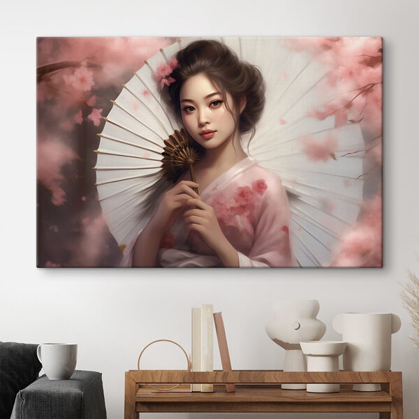 A woman holding a fan