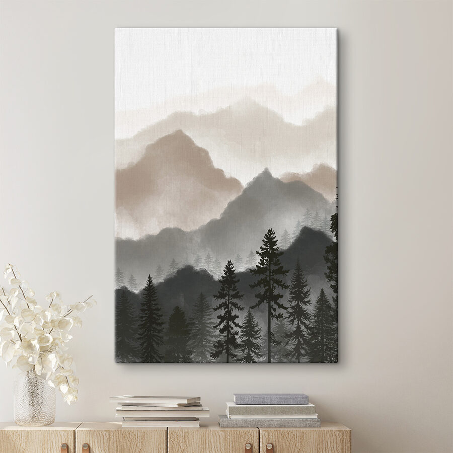 Eine Landschaft mit Bergen und Bäumen Eine Landschaft mit Bergen und Bäumen