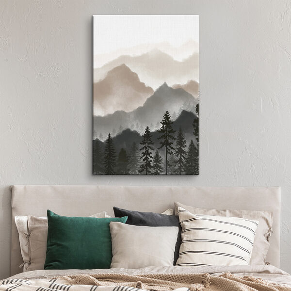 Eine Landschaft mit Bergen und Bäumen Eine Landschaft mit Bergen und Bäumen