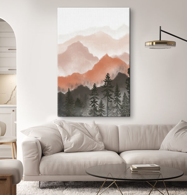 Eine Landschaft mit Bergen und Bäumen Eine Landschaft mit Bergen und Bäumen