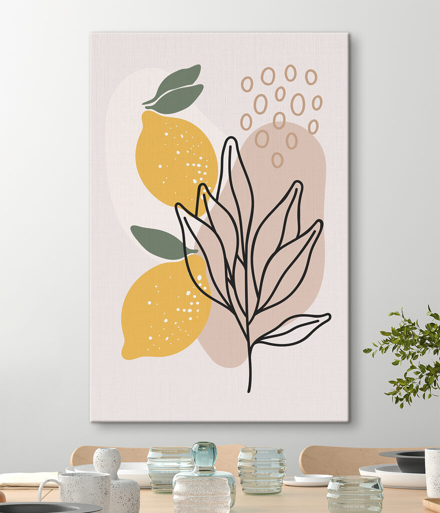 A lemons and leaves drawn on a white background A lemons and leaves drawn on a white background