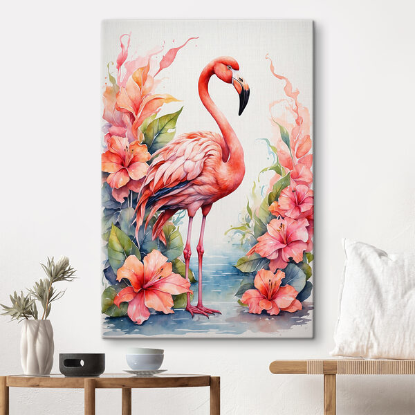 Ein Flamingo und Blumen Ein Flamingo und Blumen
