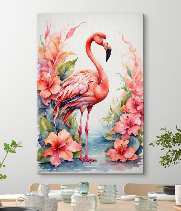 Ein Flamingo und Blumen Ein Flamingo und Blumen