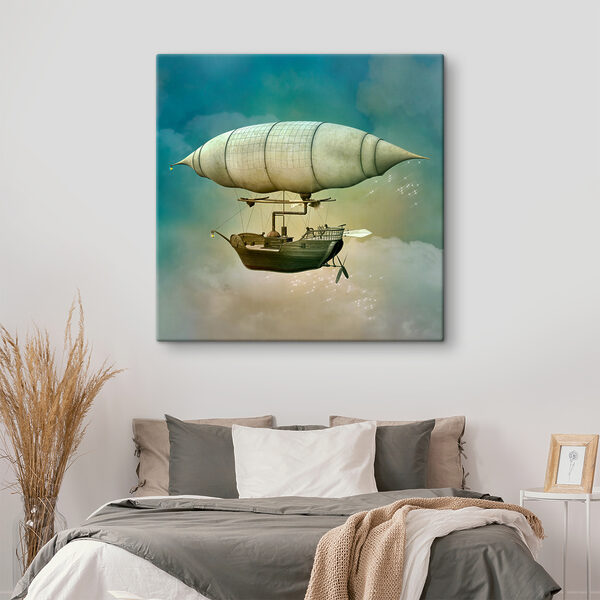 Ein Steampunk-Luftschiff am Himmel Ein Steampunk-Luftschiff am Himmel