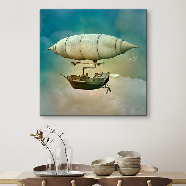 Ein Steampunk-Luftschiff am Himmel Ein Steampunk-Luftschiff am Himmel