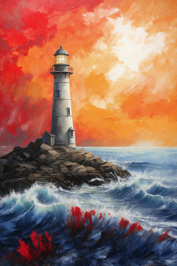Ein Leuchtturm auf einer felsigen Insel Ein Leuchtturm auf einer felsigen Insel