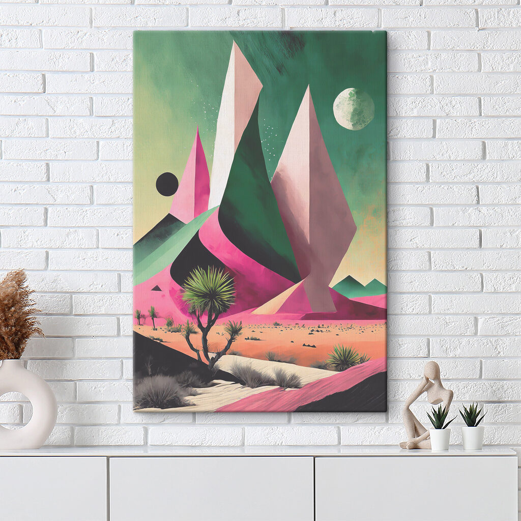 A desert landscape with trees and mountains A desert landscape with trees and mountains