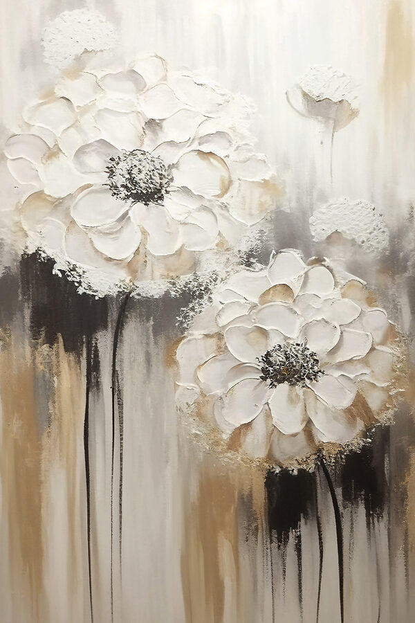 Ein Gemälde mit weißen Blumen Ein Gemälde mit weißen Blumen