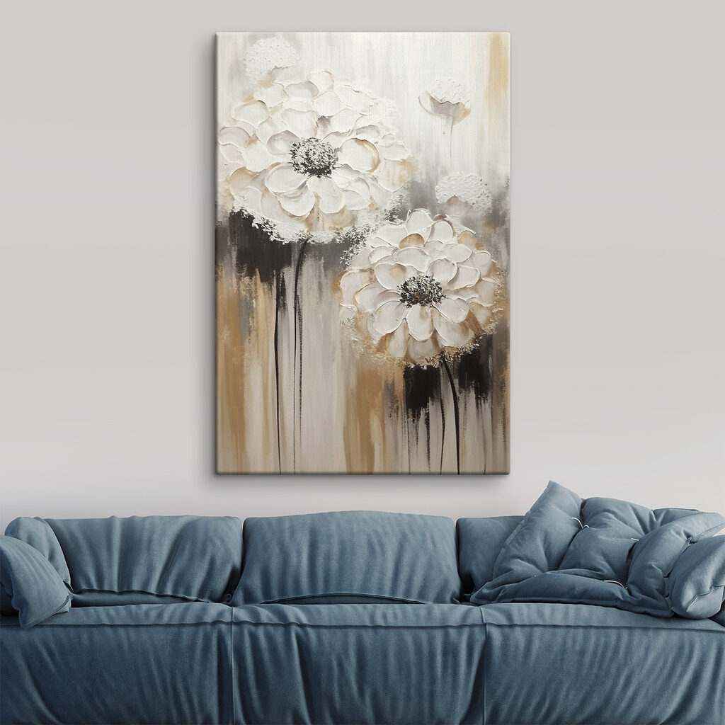 A painting of white flowers A painting of white flowers