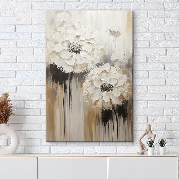 Ein Gemälde mit weißen Blumen Ein Gemälde mit weißen Blumen