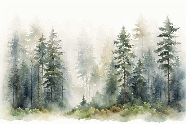 Ein Aquarell eines Waldes Ein Aquarell eines Waldes