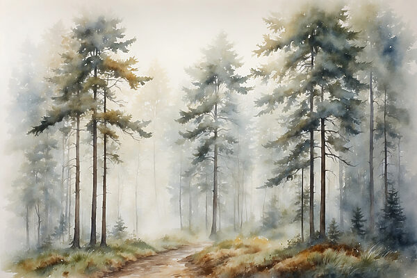 A watercolor painting of a forest A watercolor painting of a forest