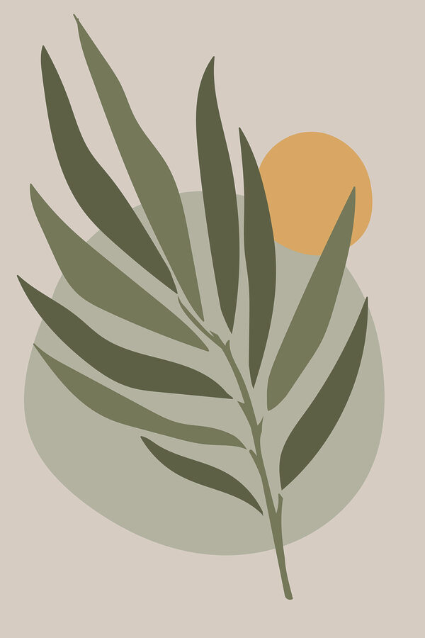 Ein grünes Blatt mit einem gelben Kreis Ein grünes Blatt mit einem gelben Kreis