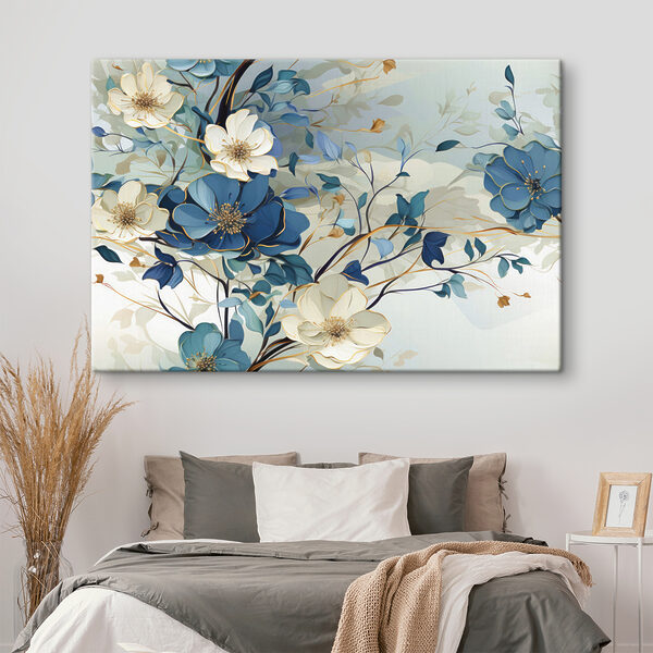 Ein Gemälde mit Blumen und Blättern Ein Gemälde mit Blumen und Blättern