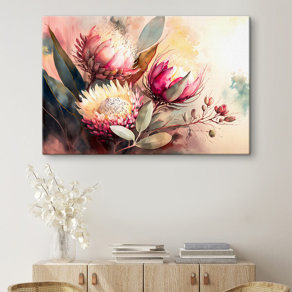 Ein Gemälde mit Blumen und Blättern Ein Gemälde mit Blumen und Blättern