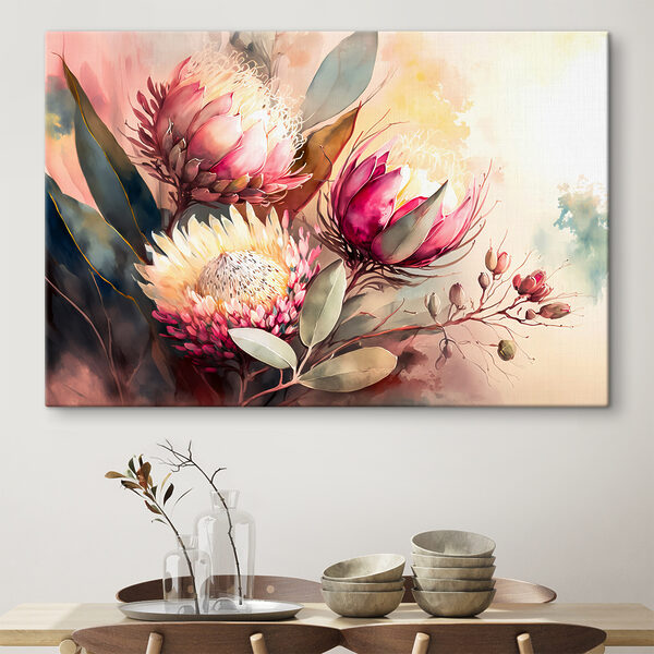 Ein Gemälde mit Blumen und Blättern Ein Gemälde mit Blumen und Blättern