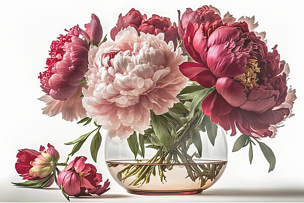 Eine Vase mit rosa und weißen Blumen Eine Vase mit rosa und weißen Blumen