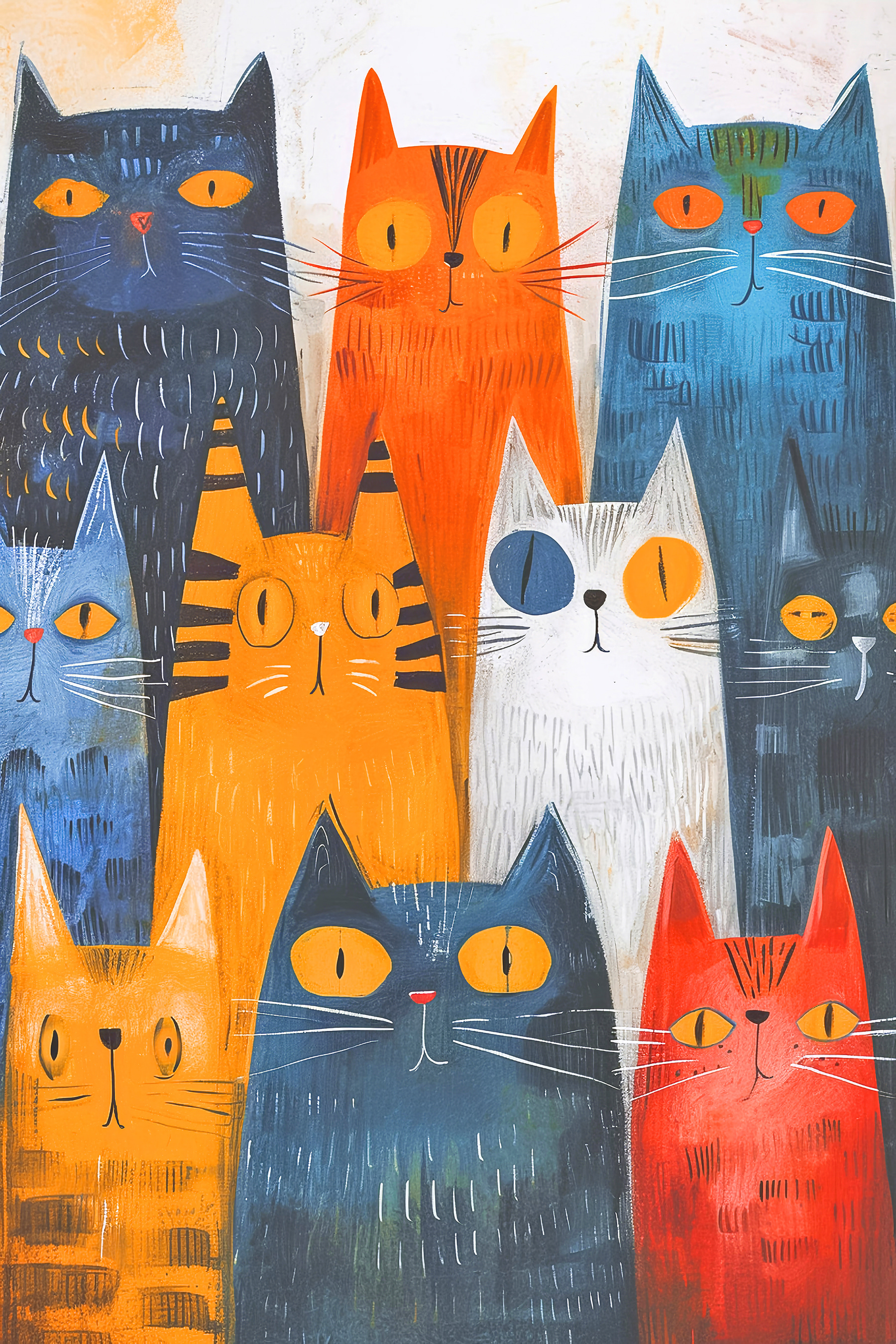 A group of cats with different colors