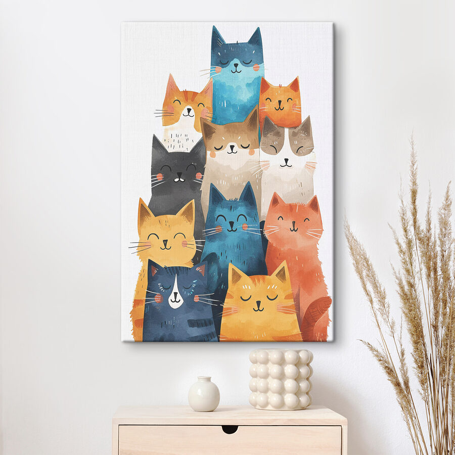 Eine Gruppe von Katzen mit verschiedenen Farben