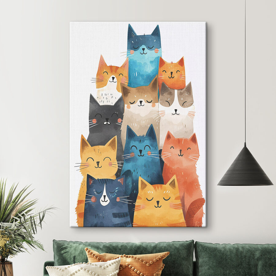 Eine Gruppe von Katzen mit verschiedenen Farben