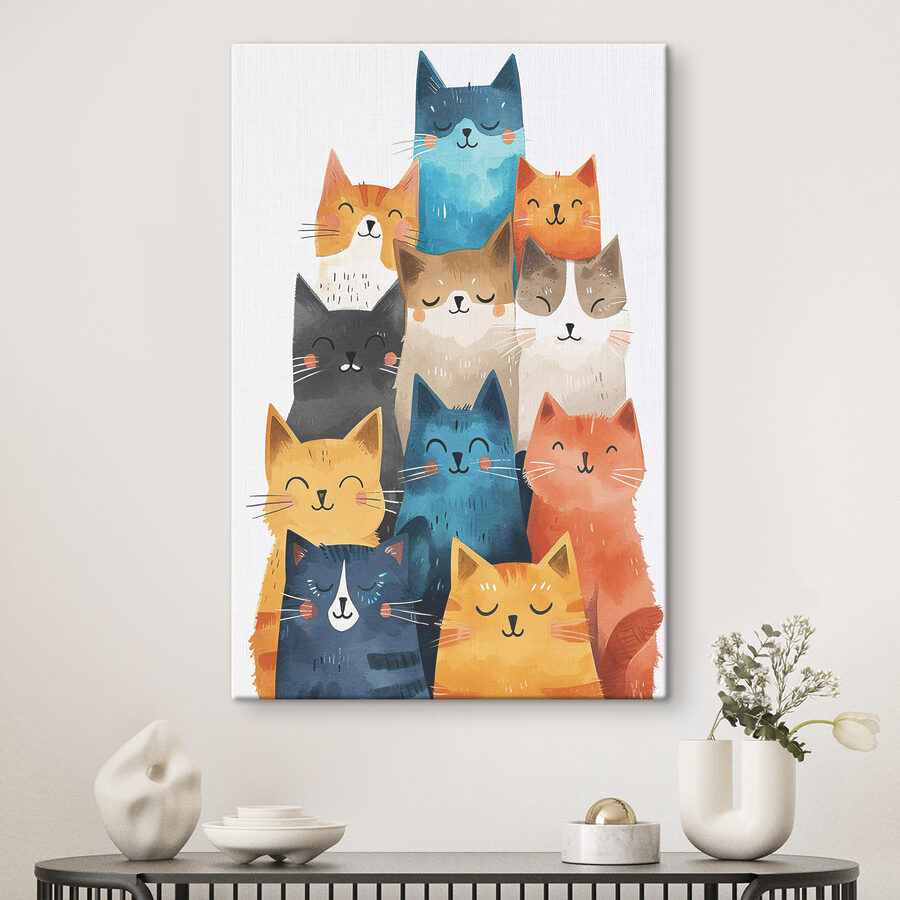 Eine Gruppe von Katzen mit verschiedenen Farben