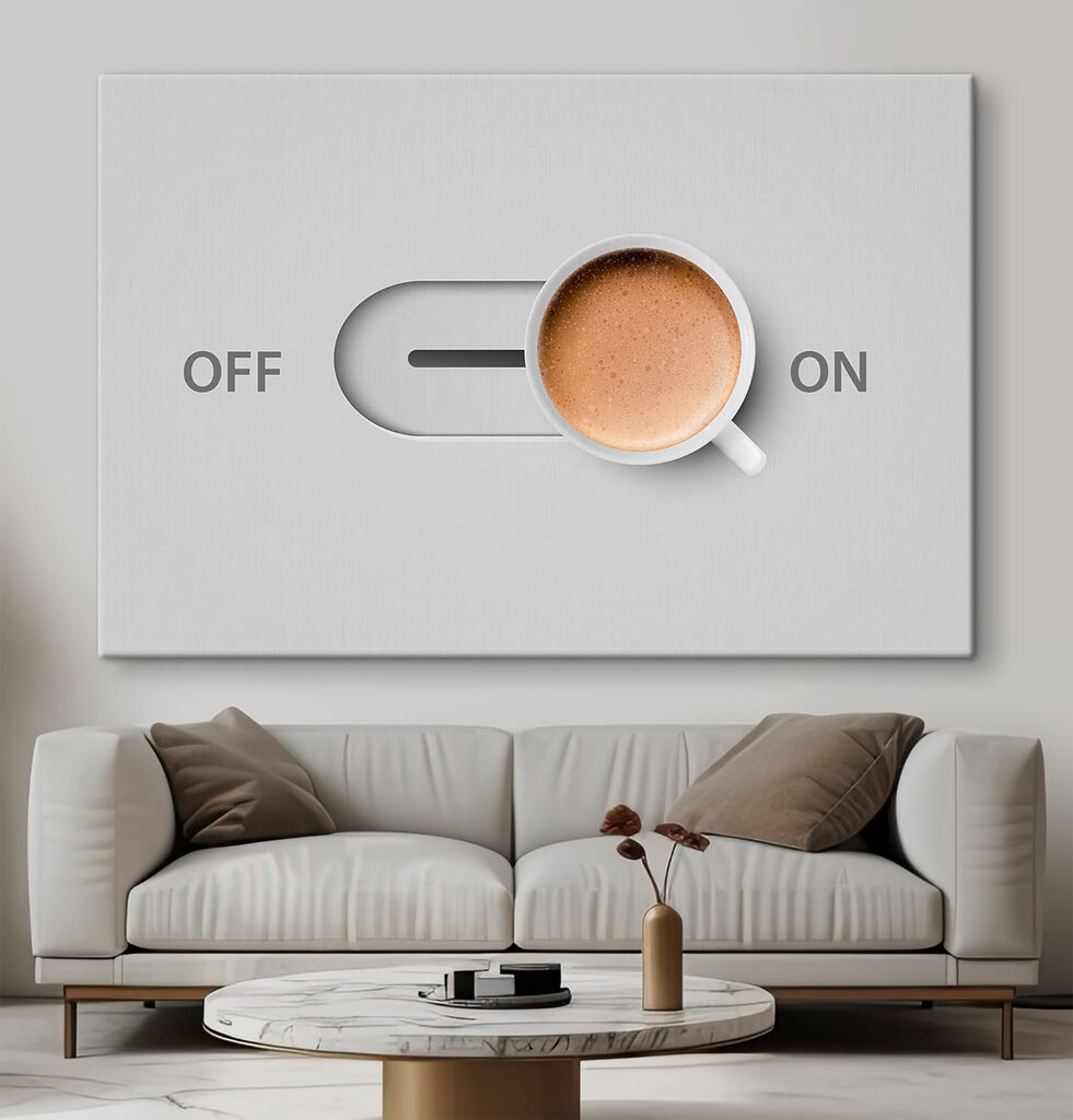 A cup of coffee on a switch A cup of coffee on a switch