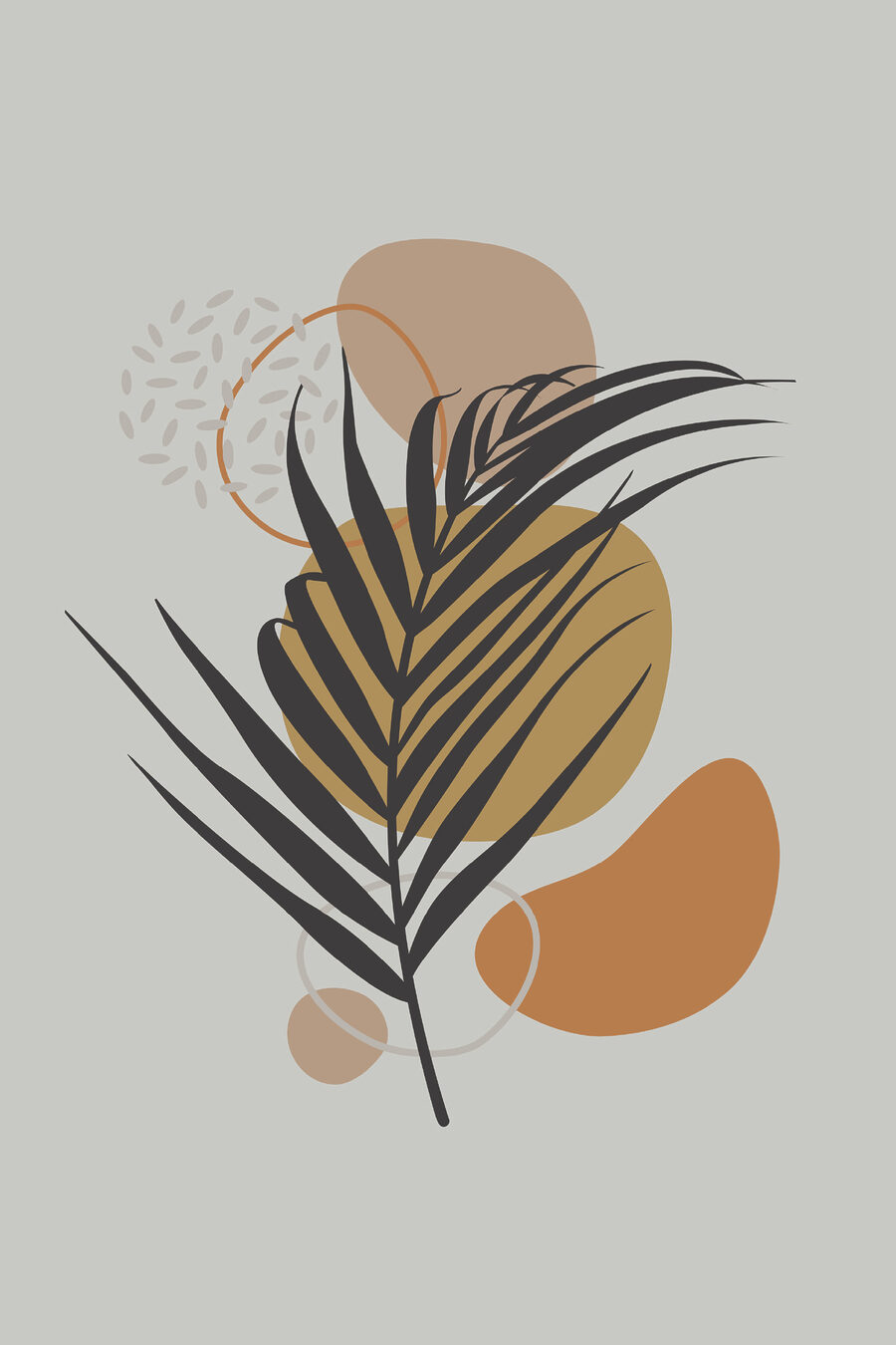 Ein Blatt mit braunen und gelben Kreisen