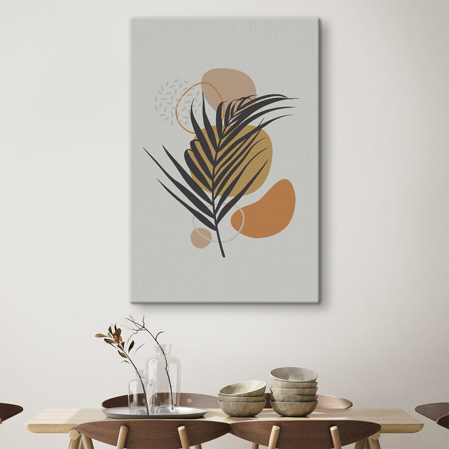 Ein Blatt mit braunen und gelben Kreisen