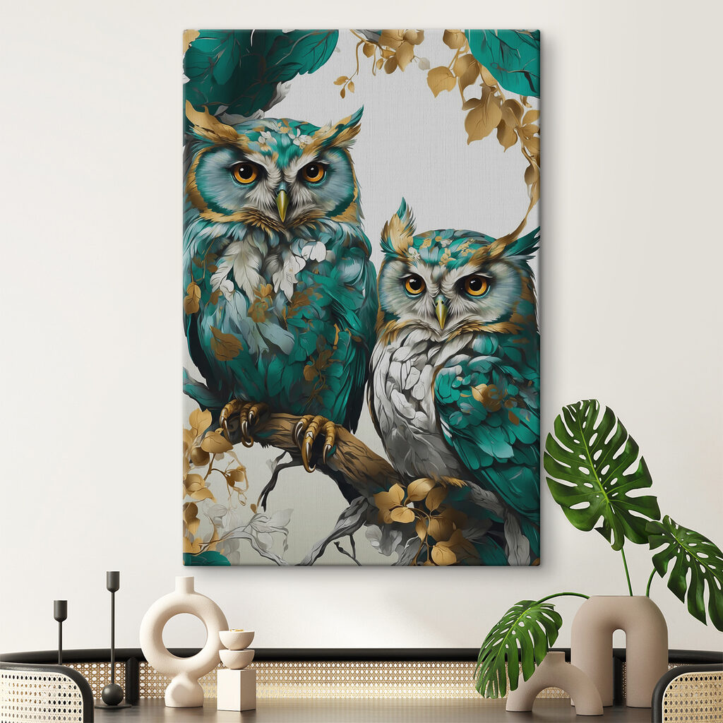 A couple of owls on a branch