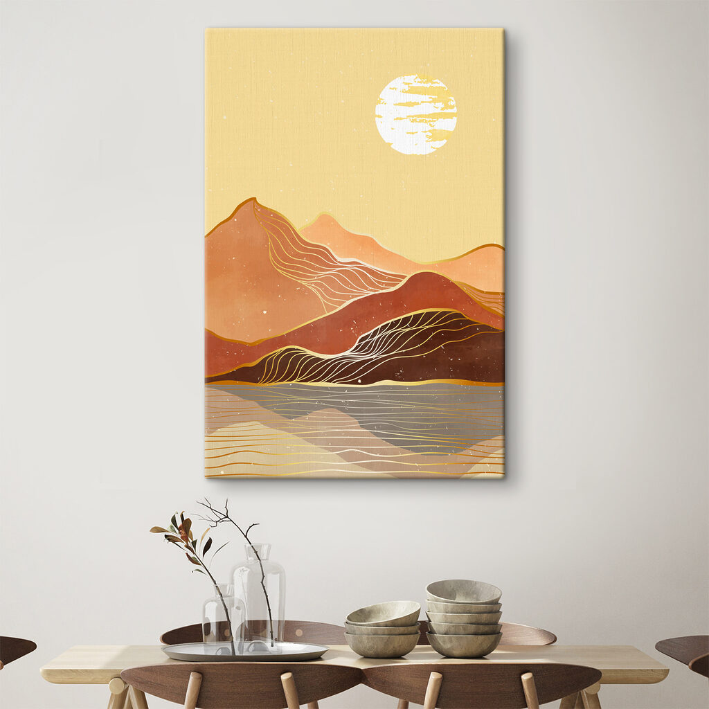 A painting of a mountain range