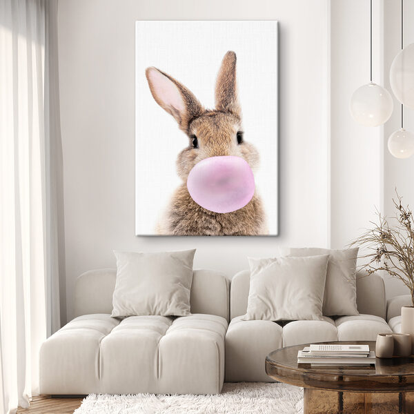 A rabbit with a bubble gum A rabbit with a bubble gum