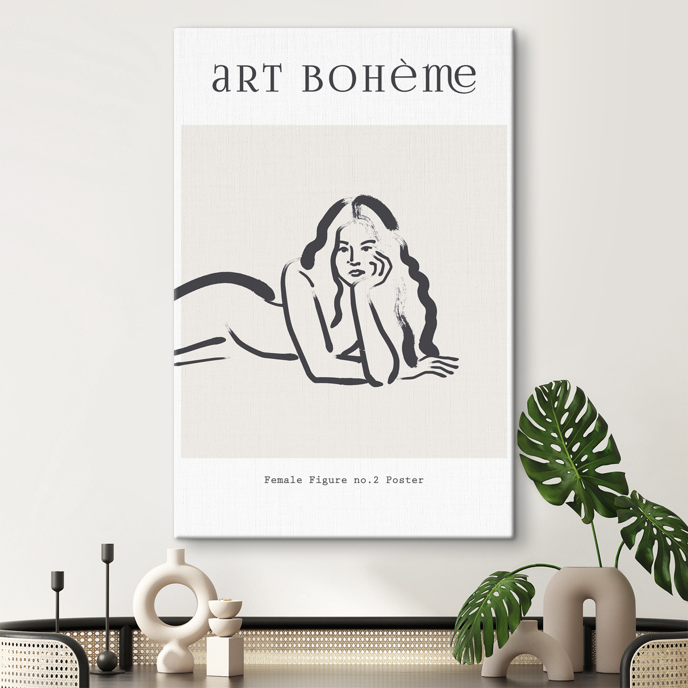 A drawing of a woman lying on her stomach