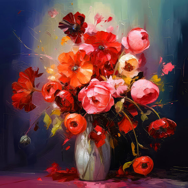 Ein Gemälde mit Blumen in einer Vase Ein Gemälde mit Blumen in einer Vase