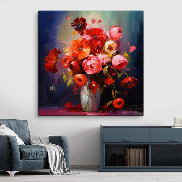 Ein Gemälde mit Blumen in einer Vase Ein Gemälde mit Blumen in einer Vase