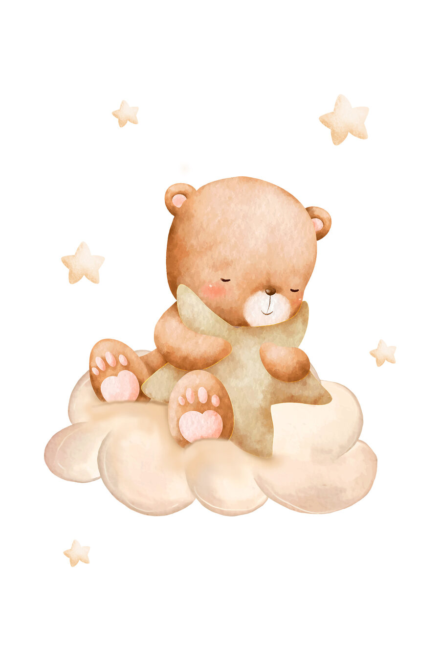 Ein Teddybär sitzt auf einer Wolke