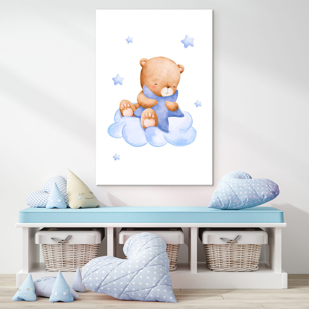A teddy bear on a cloud
