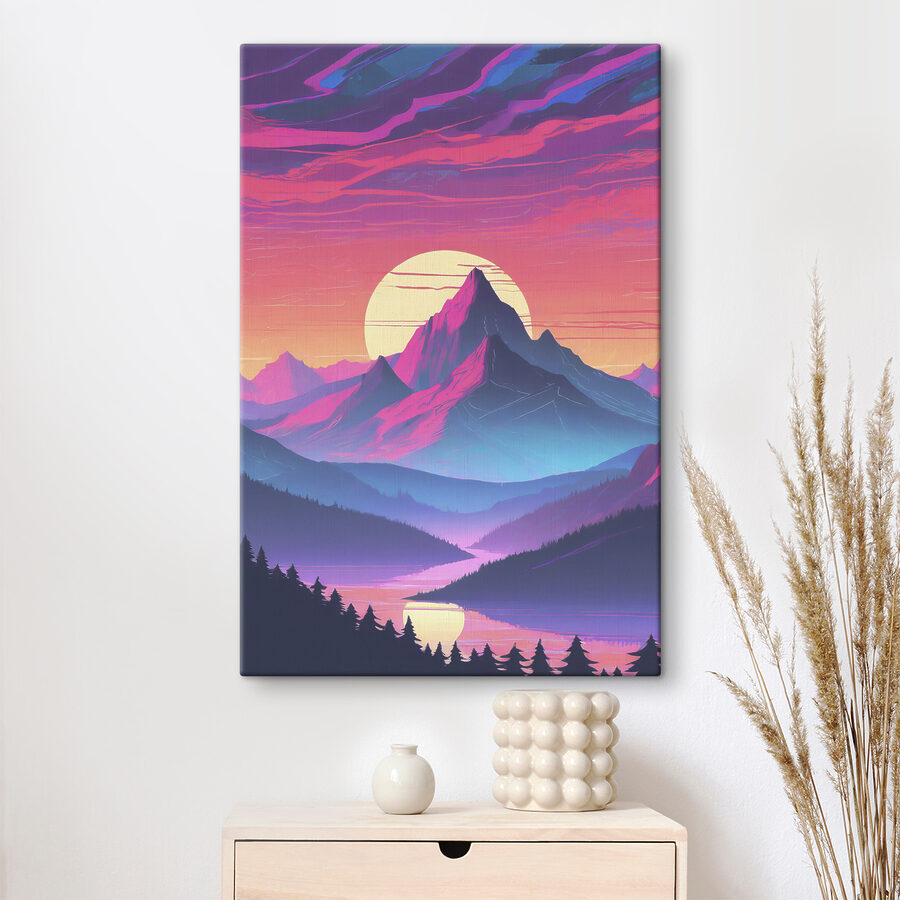 Eine Landschaft mit Bergen und Bäumen