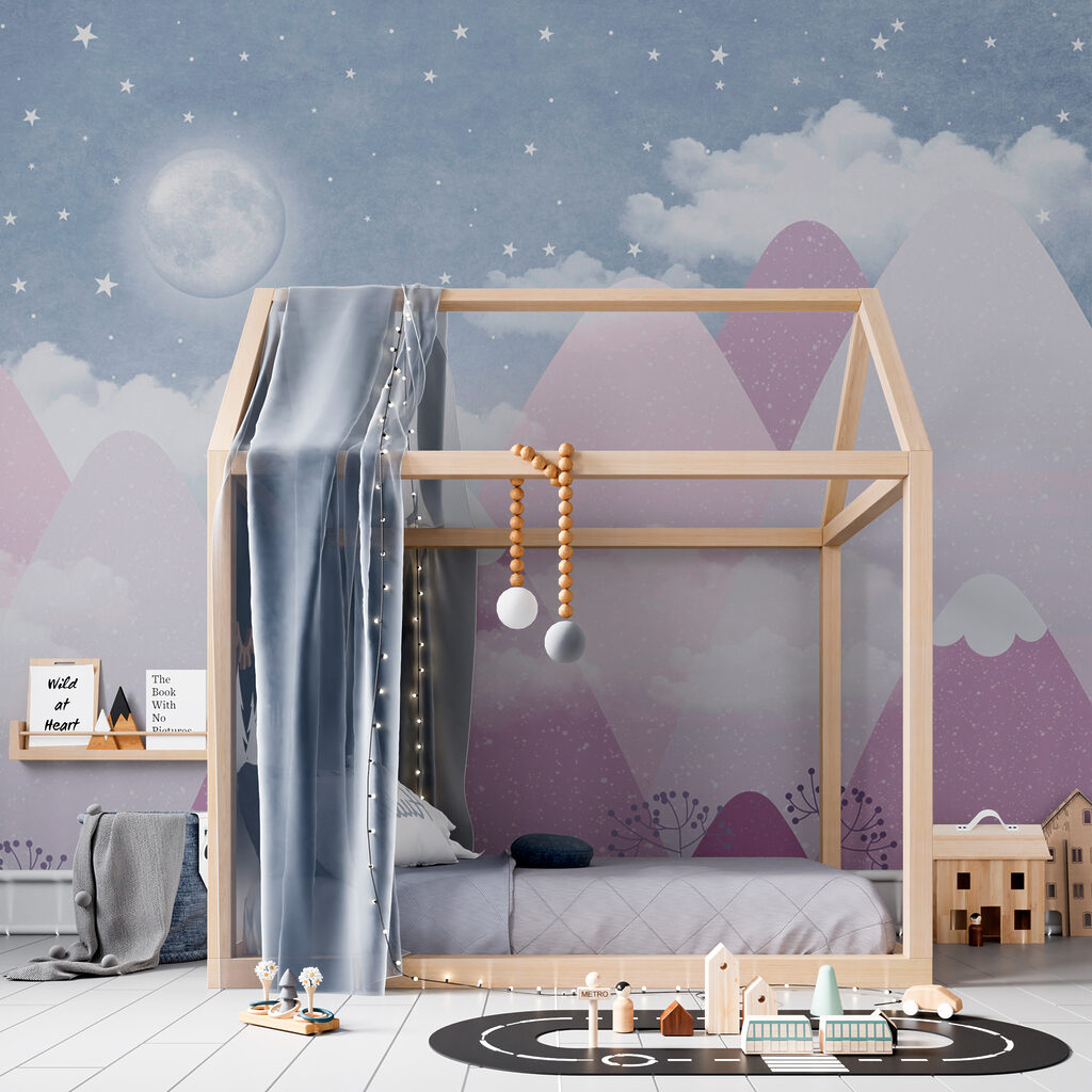 A moon over mountains and clouds A moon over mountains and clouds