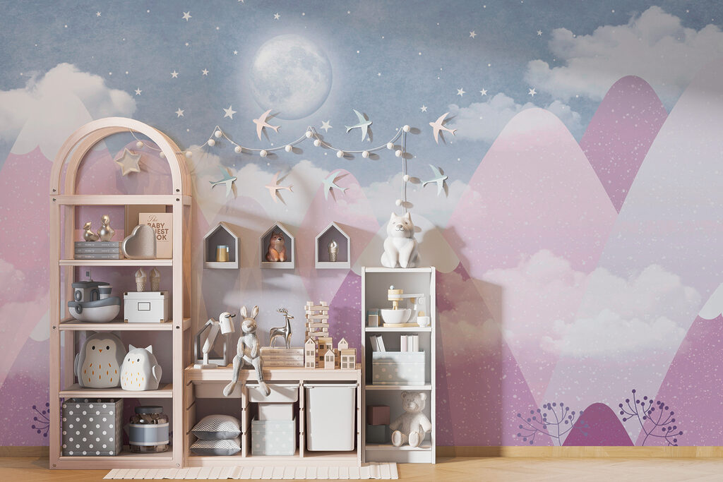 A moon over mountains and clouds A moon over mountains and clouds