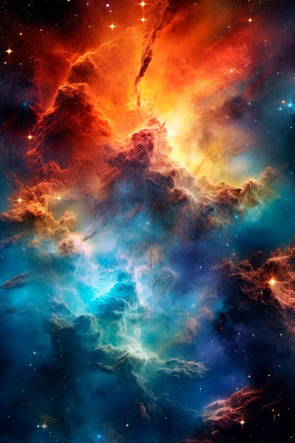 Bunte Wolken und Sterne im Weltraum Bunte Wolken und Sterne im Weltraum