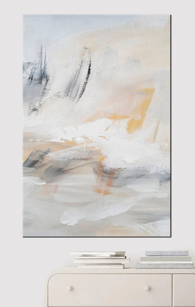A white and grey abstract art