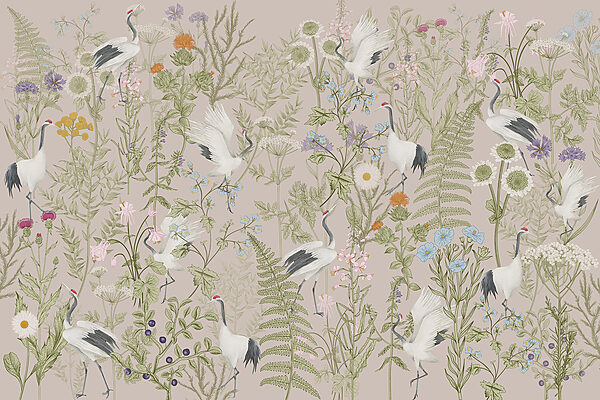 A wallpaper with birds and plants A wallpaper with birds and plants